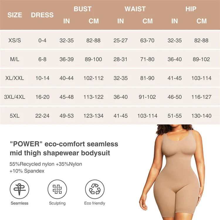 Seamless Full Body Shaper Tummy Control Butt Lifter